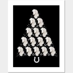 White Horses Christmas Tree Posters and Art